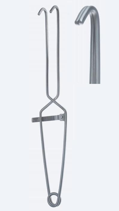 Зажими Millin для простатектомії, розширювач шийки сечового міхура, вигнуті, з кремальєрою, довжина 285 мм. Бренд - Asanus Medizintechnik Gmb, Німеччина